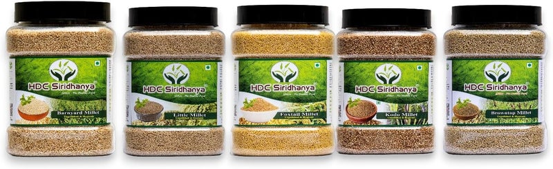 HDC Siridhanya Organic Millets Combo Pack - 5 Varieties, 500g Each - Image 1